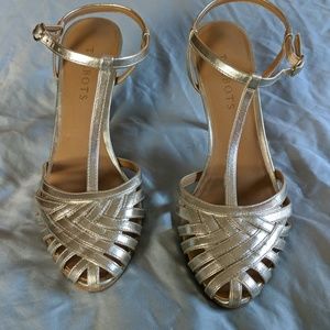Metallic strappy heels
